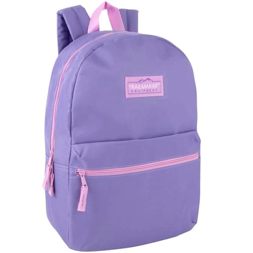 Image of Classic Vintage Backpack for Adults and Kids with Adjustable Padded Shoulder Straps | School Bookbags for Girls, Boys (Purple)