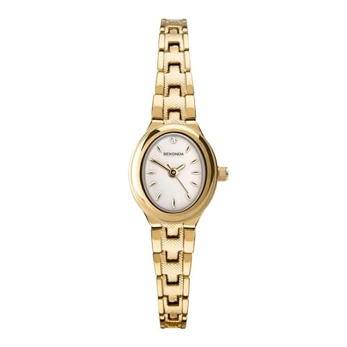 Image of Sekonda Megan Womens Watch – 21mm Ladies Watch with Oval Gold-Tone Case, Mother of Pearl Stone Set Dial and Bracelet – 2 Year Warranty
