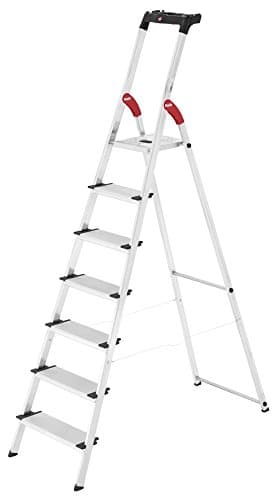 Image of Hailo 8040-707 XXL safety ladder, 7 steps, multifunction tray, 130 mm deep steps, made in Germany