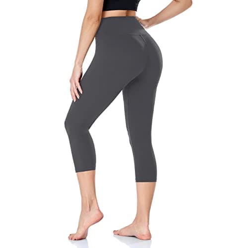 Image of ACTINPUT Capri Leggings for Women High Waisted Tummy Control 3/4 Length Leggings Sports Workout Gym Running Yoga Pants(1pc Dark Grey,L-XL)