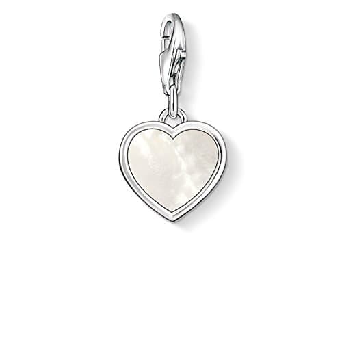 Image of Thomas Sabo Women Charm Pendant Heart Mother of Pearl Charm Club 925 Sterling 0920-029-14