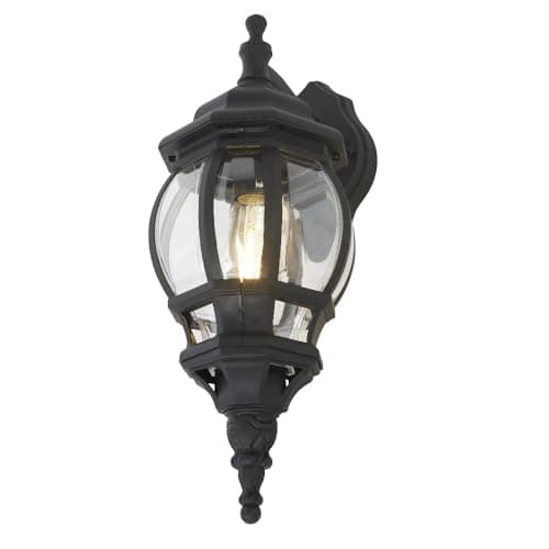 Image of Britalia Outdoor Coach Lantern Wall Light, Bathroom & Exterior, 46cm Height, Black & Clear, Polycarbonate, Victorian Vintage Style, 46x16.5x23.2cm, IP44 Rated, Electric E27