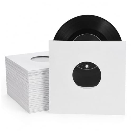 Image of 7 Inch Vinyl Record Sleeves White Paper Inner Sleeves for Singles & EP Records – Protective Anti-Scuff Replacement Covers for 45RPM Vinyl Storage & Protection (50)