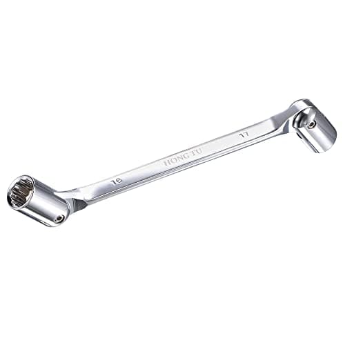 Image of uxcell 12 Point Flexible Head Socket Wrench, 16mm x 17mm Metric Double Swivel Box End, CR-V 180 Degree Rotation for Mechanical Repair