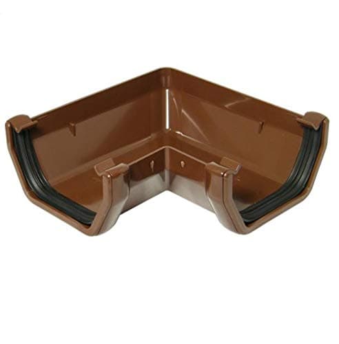 Image of FLOPLAST 114mm Square Gutter 90 Degree Angle - Brown - Pack of 2