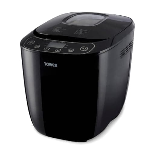 Image of Tower T11003 2 lb Digital Bread Maker with 12 Automatic Programs, 13 Hours Delay Timer, 60 Minutes Keep Warm Function, Adjustable Crust Control, Non-Stick Bread Pan, 550 W, Black