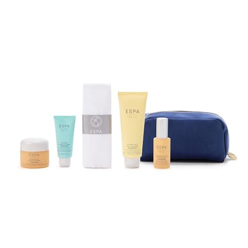 Image of ESPA Radiant Glow Collection | Luxury Spa Skincare Gift Set Worth £150+ | 4‑Step Routine with Cleanser, Enzyme Peel, Moisturiser & Hydration Mask + Cloth & Cosmetic Bag
