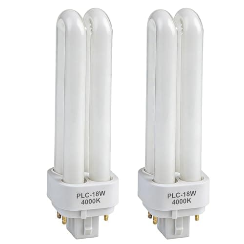 Image of 2PCS 18W Compact Fluorescent Lamp, G24q-2 4-Pin Base 2U Double Tube, 4000K Neutral White 1500LM, Non-Dimmable AC 220-240V, Energy Saving Light Bulb for Office Kitchen Workshop Corridor Bathroom
