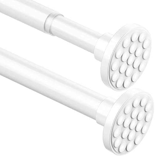 Image of Curtain Pole, Extra Length Shower Rail, No Drilling, Telescopic Rod, Extendable Curtain Rod for Bathroom, Bedroom, White (85-220CM, Φ32 mm)