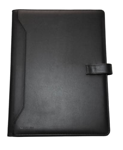 Image of Monolith 2900 Leather Look PU Conference Folder with A4 Pad - Black