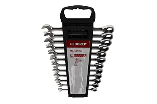 Image of GEDORE red Combination ratchet spanner set with ring ratchet, 12-pc. Set, AF 8-19 mm, Flat, Spanner, R07105012