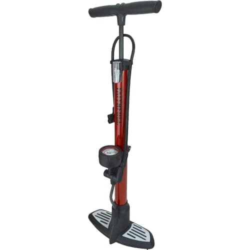 Image of Faithfull FAIAUHPUMP High Pressure Floor Bike Pump with non slip foot plate includes additional adapators and clips for storage. Max 160psi