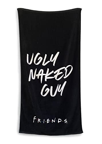 Image of Groovy Uk Friends Ugly Naked Guy Bath Towel, 150 cm Length x 75 cm Width, Black