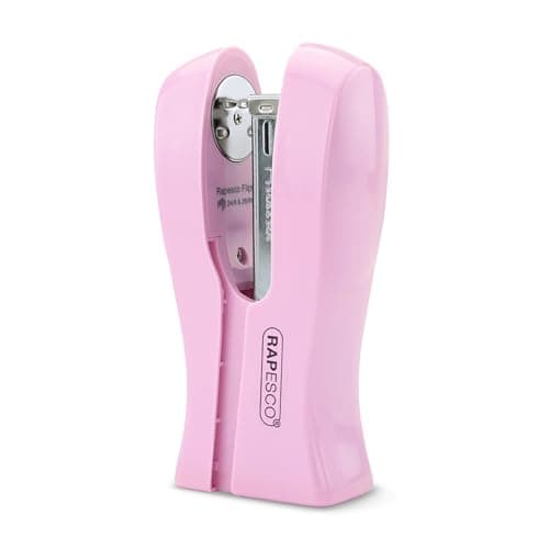 Image of Rapesco 1378 Stand Up/Space-Saving Stapler, 20 Sheet Capacity, Candy Pink
