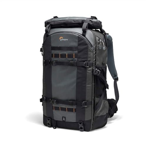 Image of Lowepro Pro Trekker BP 650 AW II, Outdoor Camera Backpack with Recycled Fabric, Fits 800mm lenses, Weatherproof Cover, Mirrorless/DSLR Camera Case, Black/Dark Grey, Coated Main Fabric, Sealed Zippers