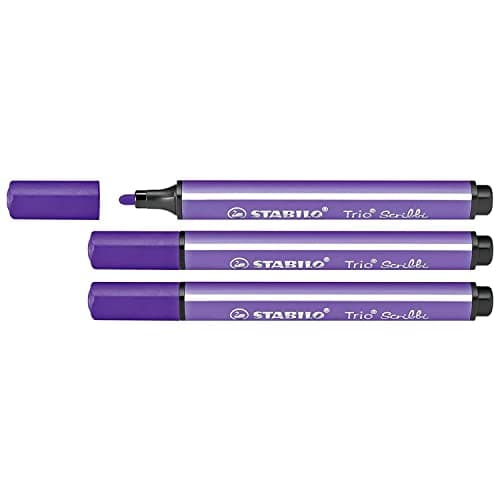 Image of STABILO Set of 3 Trio Scribbi Triangular Felt-Tip Pens with Wide Tip Purpleaa