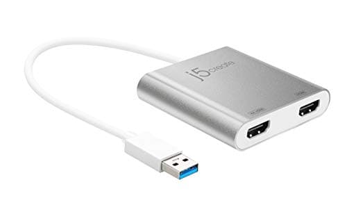Image of j5create USB to HDMI Adapter - Dual HDMI USB 3.0 Multi-Monitor Cable | 4K + 1080p | Compatible with Windows and macOS (JUA365)