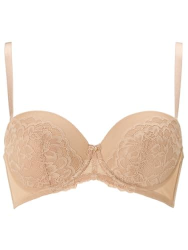 Image of Ann Summers Sexy Lace Padded Balcony Multiway Bra, A-DD Cup, Curve-Enhancing Womens Underwear with Padded Cups & Underwire, Strapless Bra with Adjustable & Removeable Straps Nude 01 - Womens Lingerie