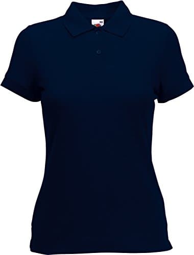 Image of FRUIT OF THE LOOM LADY FIT PIQUE POLO SHIRT - (S-XXL) 9 COLOURS (EXTRA SMALL - 30" - SIZE 8, DEEP NAVY BLUE)
