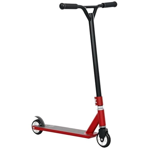 Image of HOMCOM Stunt Scooter, 360° Entry Level Tricks Scooter w/Lightweight Aluminium Deck and ABEC 7 Bearing, For Age 14+ Beginners, Red