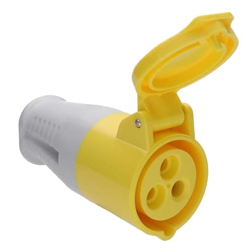 Image of kenable Industrial Site Power Socket 110V 16A Yellow IP44 Cable Mount 2 Pole + Earth Splashproof Replacement Socket IEC 60309-2 Compliant
