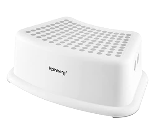 Image of Rainberg Step Stool for Kids, Sturdy Double Step Stool for Toddlers, Anti-Slip Stool, Toddler's Stool for Potty Training and Use in the Kitchen and Bathroom Easy to Clean and Portable (Grey, 1)