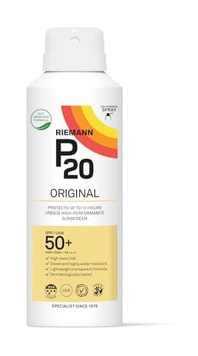 Image of RIEMANN P20 Original Continous Spray SPF50 +Plus 150ml Advanced Sunscreen Protection, High Performance Protection + Sweat Resistance, Protects up to 10 Hours, Very Water Resistant, High UVA Protection