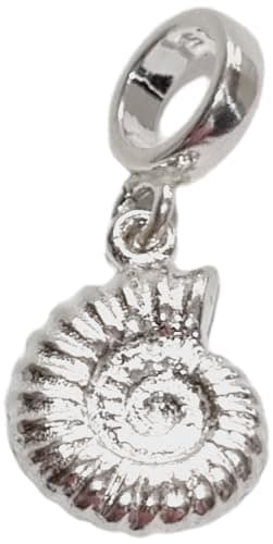 Image of Maldon Jewellery Ammonite 2D sterling silver bead charm .925 x 1 Ammonites Fossils charms