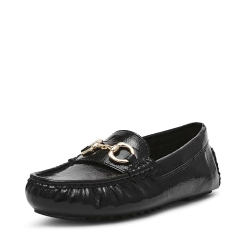 Image of Anne Klein Womens Chrystie Faux Leather Driving Moccasins Moccasins, Black Crinkle, 8 UK