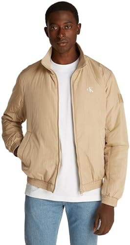 Image of Calvin Klein Men's Warm Padded Harrington Jacket, Beige (Travertine), S