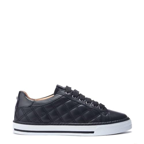 Image of Moda in Pelle Women's Arzon Black Leather Slab Soled Trainers 4
