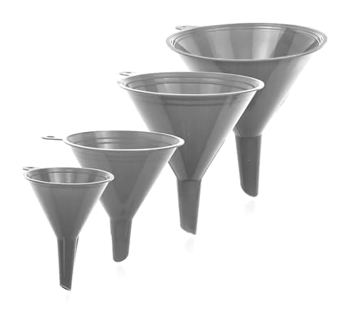 Image of Liqvee Funnel Gray in 4 Different Sizes (122, 101, 76 & 50mm) Durable & Non-Toxic Food Grade Plastic -Funnels for Filling Bottles or Containers – Ideal for Kitchen, Garage & Labs