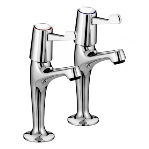 Image of Bristan Value High Neck Pillar Taps with Durable Ceramic Disc Valves, Deck Mounted, Chrome Finish