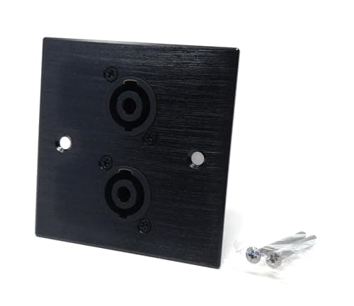 Image of Single 2 Way Speakon Speaker Socket D-Series Outlet Wall Faceplate Brushed Aluminium Durable Metal Plate with Screws Included