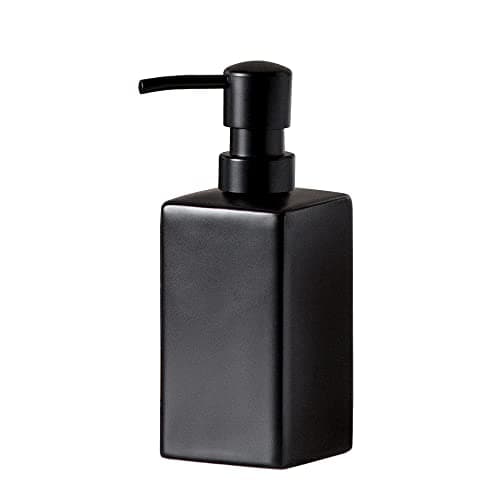 Image of Matte Black Soap Dispenser Ceramic,Square Hand Soap and Lotion Dispenser for Bathroom Countertop,Dish Soap Dispenser for Kitchen-14oz.…