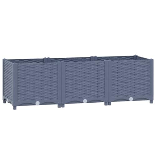 Image of vidaXL Raised Garden Bed in Grey - Weather- Polypropylene Outdoor Planter for Vegetables, Herbs and Flowers, Rectangular Shape, 120 x 40 x 38 cm