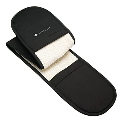 Image of MasterClass Oven Gloves, Heat Resistant, Duble-Sided, Heavy-Duty Cotton, Black