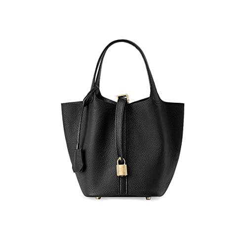 Image of JYDQBAIS Ladies Bucket Handbag - Vegetable Basket Travel Shoulder Commuter Student Bag, Black