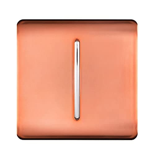 Image of Trendi 1 Gang 2 Way 240V Screwless Raised Front Plate Plastic Artistic Modern Glossy 10 Amp Chrome Rocker Single Electrical Wall Light Switch Copper - ART-SS2CPR