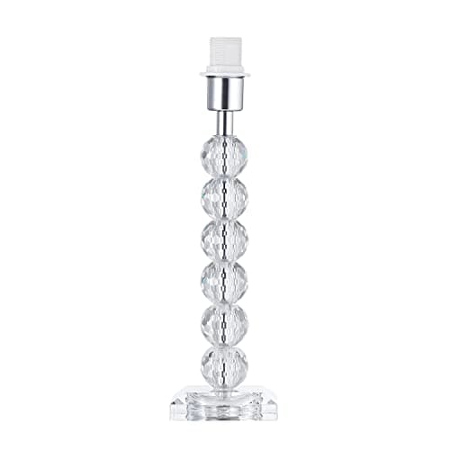 Image of Happy Homewares Contemporary Clear K9 Crystal Glass Table Lamp Base with Faceted Spheres and Chrome Trim | 1 x E14 60w Maximum | 32cm Height
