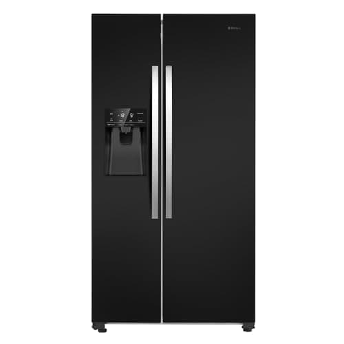 Image of Teknix THSBS1791PLUBIX Freestanding American Side by Side Door Fridge Freezer - 562L Capacity - Plumbed Ice and Water Dispenser - Frost Free - Black Stainless Steel, H178.7 x W91.0 x D69.0 (cm)