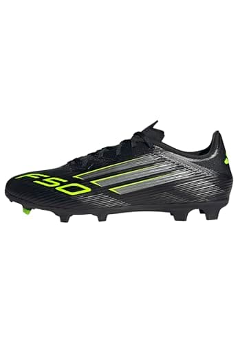 Image of adidas Unisex F50 League Firm Ground Football Boots, Core Black/Iron Metallic/Lucid Lemon, 10 UK