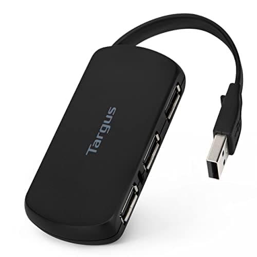 Image of Targus – 4 Port USB-A Hub 2.0 – Compatible with Mac and PC – Sleek, Travel Friendly Laptop Docking Station – Compatible with PC & Mac - Black (ACH114EU)