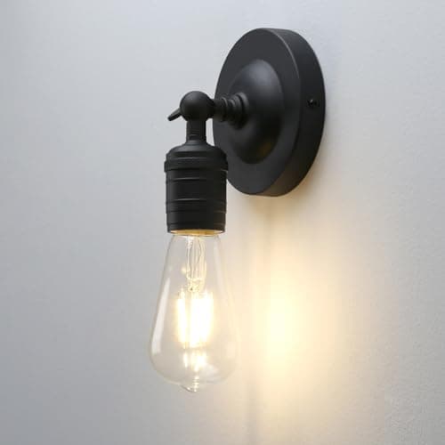Image of Phansthy Simple Style Retro Industrial Wall Light One-Head Wall Lamp Without Shade Vanity Mirror Lighting Suit for E27 Bulbs (Black)