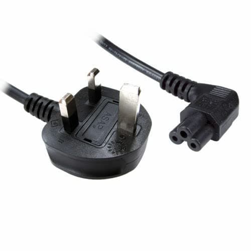 Image of Mr.Gadget's Solutions 2m Power Cord UK Plug to Right Angle C5 Clover Leaf Lead Cable-BLACK