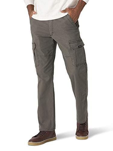 Image of Wrangler Authentics Men's Relaxed Fit Stretch Cargo Pant Casual, Olive Drab, 36W x 32L