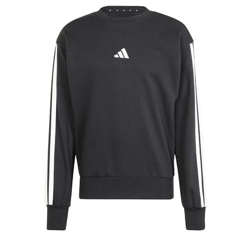 Image of adidas Men's ESSENTIAL THREE STRIPES FRENCH TERRY SWEATSHIRT, Black/White, M