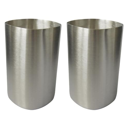 Image of Ciieeo 2-Pack Stainless Steel Toothbrush Cup, Silver Bathroom Tumbler for Mouthwash, Lightweight Metal Water Mug for Men Women Students, Square Round Mouth Drinking Beaker, 2.44 X 4.33 Inches