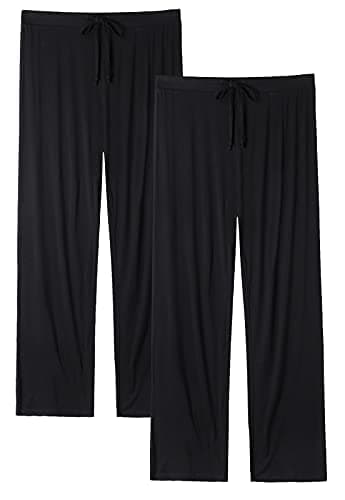Image of Vislivin Casual Womens Pants Soft Lounge Pants Sleep Pajama Bottoms with Pocket Black/Black-1 M