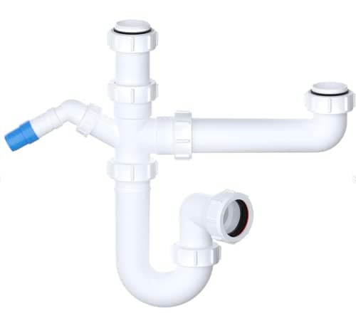 Image of Bowl & Half Kitchen Sink Waste Trap Standard Kit Set - 40mm Standard Waste Pipe Connection